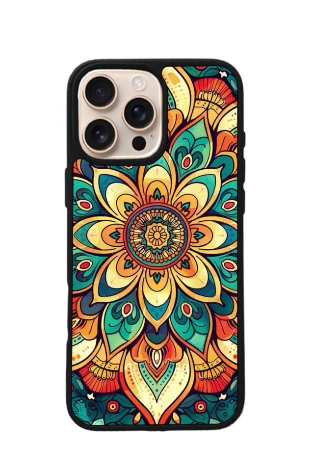 iPhone 14 Pro Uyumlu Mandala Tasarımlı Glossy Premium Kılıf