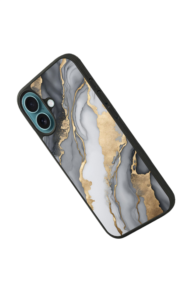 iPhone 16 Uyumlu Mermer Marble Tasarımlı Glossy Premium Kılıf