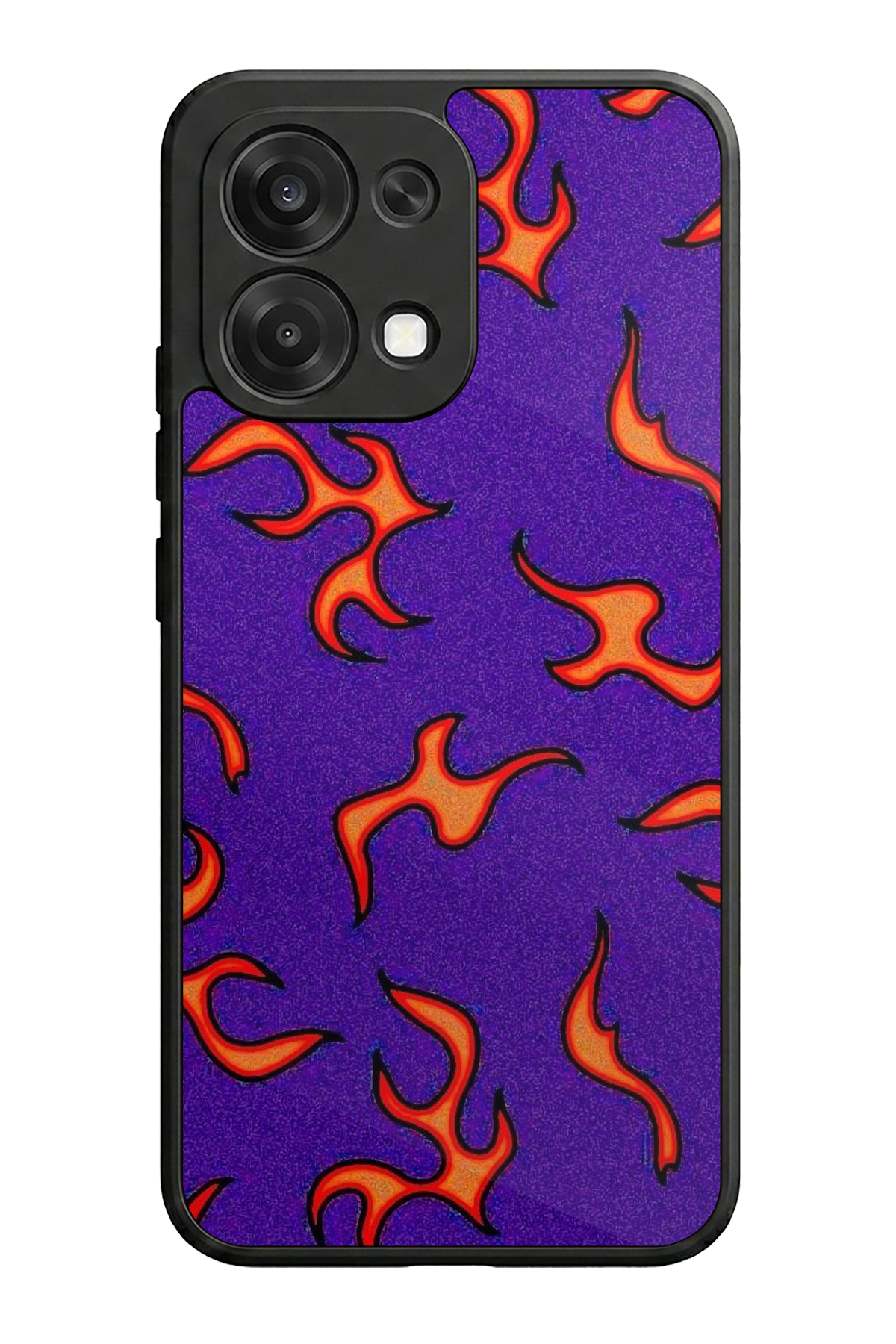 Oppo A6 Pro Uyumlu Retro Flame Patterns Tasarımlı Glossy Premium Kılıf