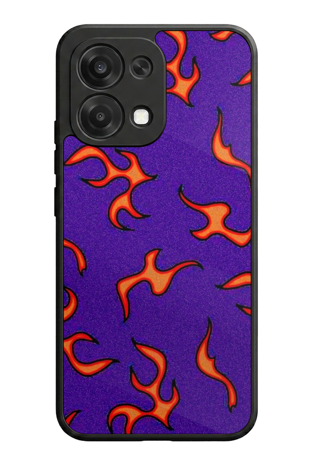 Oppo A6 Pro Uyumlu Retro Flame Patterns Tasarımlı Glossy Premium Kılıf