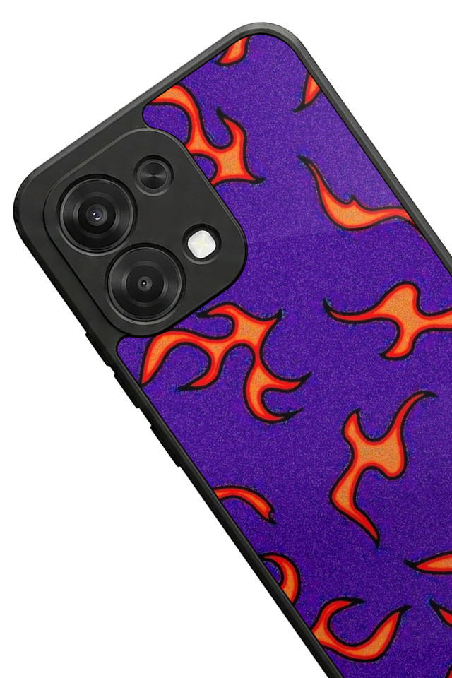 Oppo A6 Pro Uyumlu Retro Flame Patterns Tasarımlı Glossy Premium Kılıf