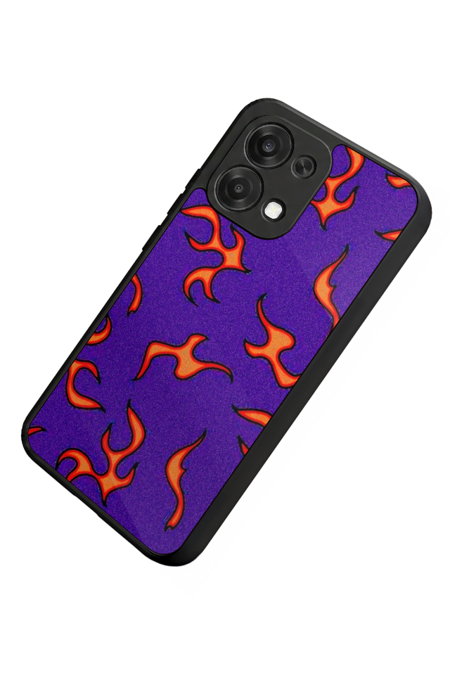 Oppo A6 Pro Uyumlu Retro Flame Patterns Tasarımlı Glossy Premium Kılıf