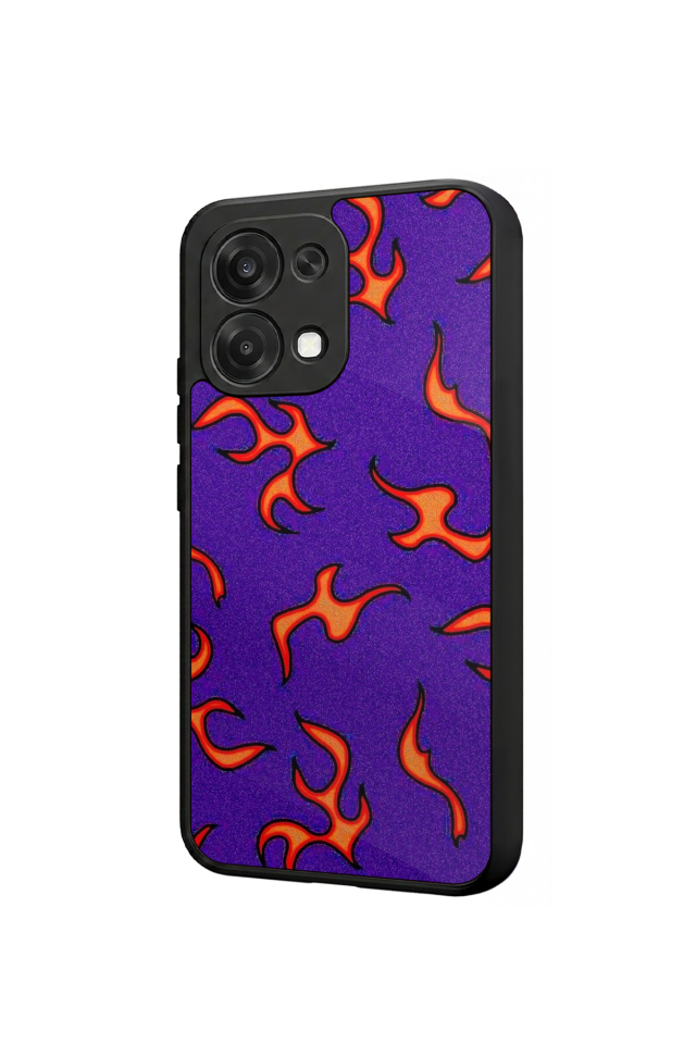 Oppo A6 Pro Uyumlu Retro Flame Patterns Tasarımlı Glossy Premium Kılıf