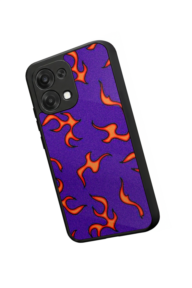 Oppo A6 Pro Uyumlu Retro Flame Patterns Tasarımlı Glossy Premium Kılıf