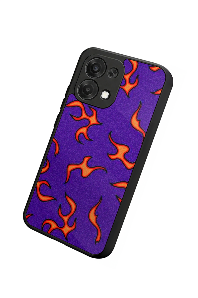 Oppo A6 Pro Uyumlu Retro Flame Patterns Tasarımlı Glossy Premium Kılıf