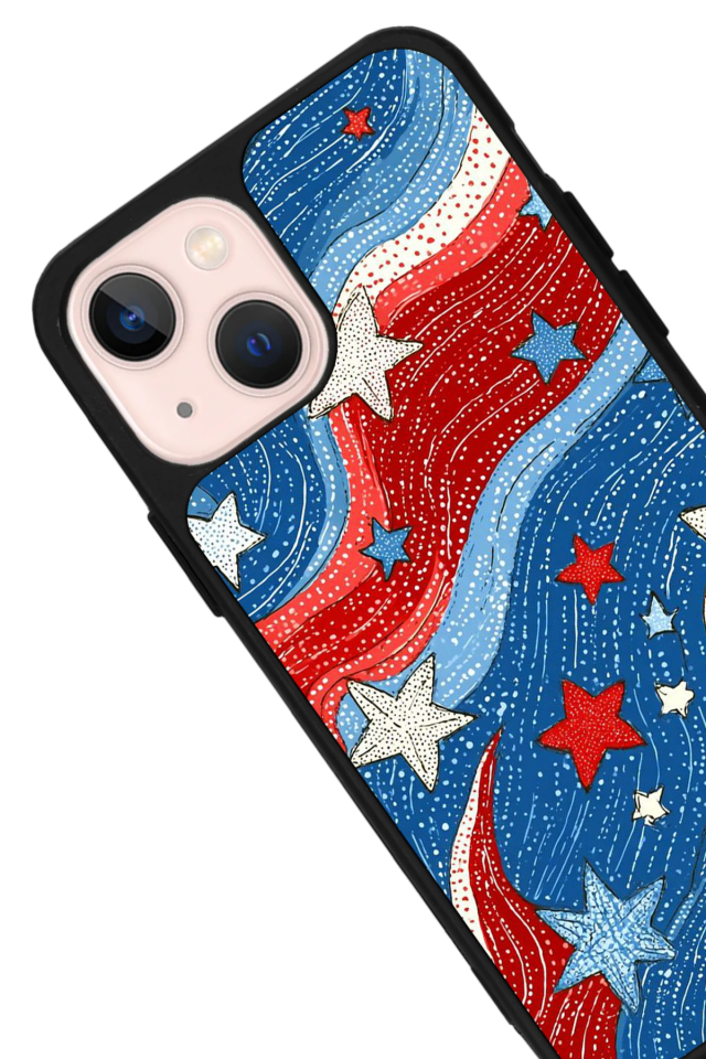 iPhone 15 Plus Uyumlu Retro Yildizlar Tasarımlı Glossy Premium Kılıf