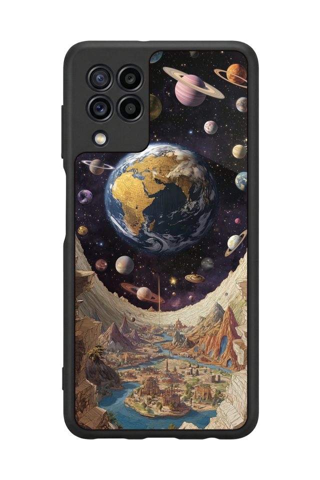 Samsung Galaxy M32 Uyumlu Uzay Tasarımlı Glossy Premium Kılıf