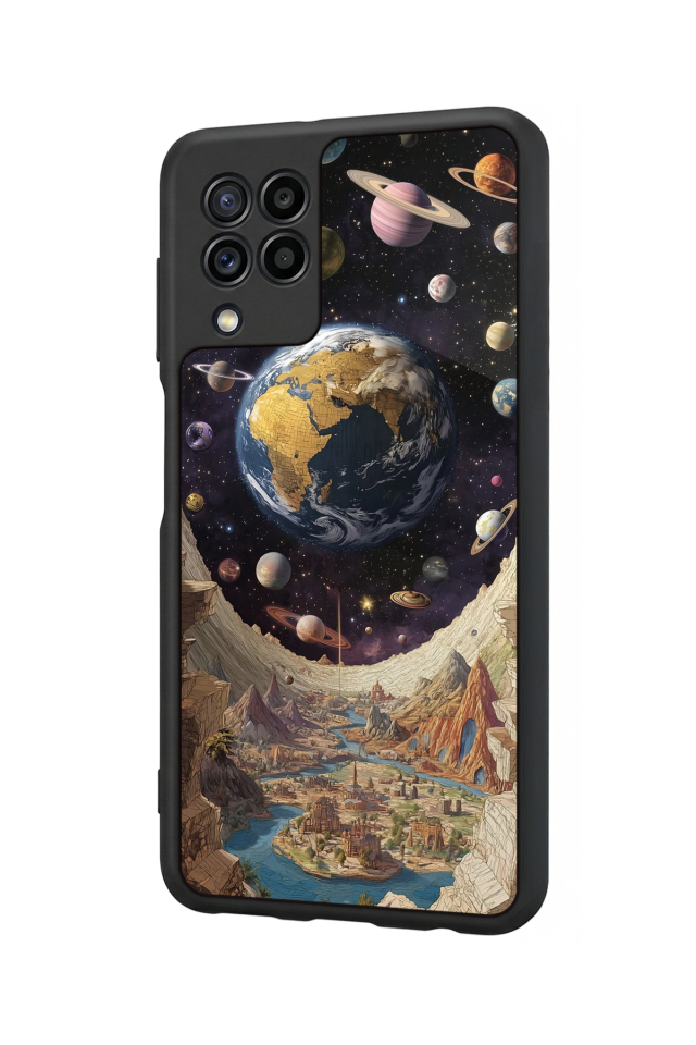 Samsung Galaxy M32 Uyumlu Uzay Tasarımlı Glossy Premium Kılıf
