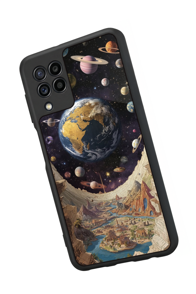 Samsung Galaxy M32 Uyumlu Uzay Tasarımlı Glossy Premium Kılıf