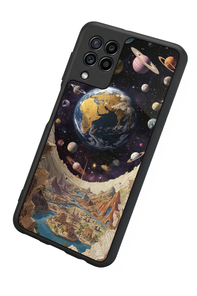 Samsung Galaxy M32 Uyumlu Uzay Tasarımlı Glossy Premium Kılıf