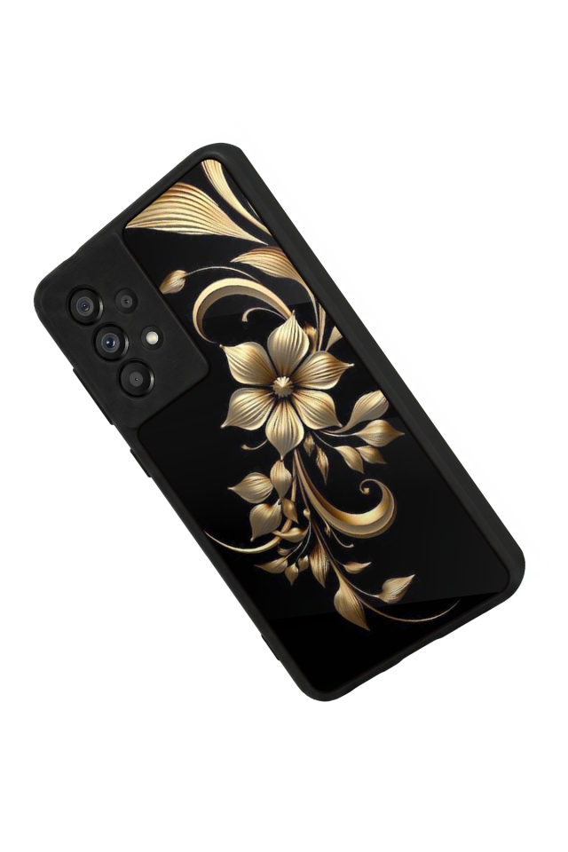 Samsung Galaxy A73 Uyumlu Yaldizli Cicek Tasarımlı Glossy Premium Kılıf