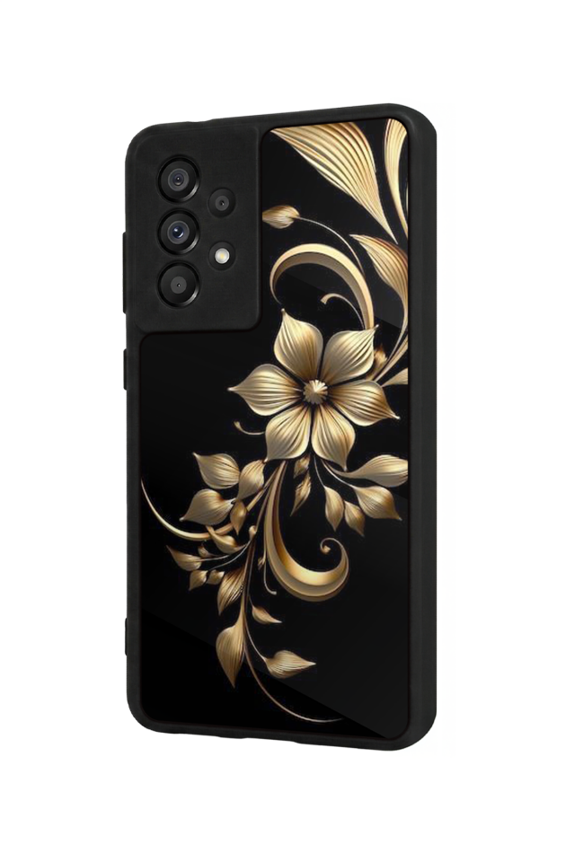 Samsung Galaxy A73 Uyumlu Yaldizli Cicek Tasarımlı Glossy Premium Kılıf