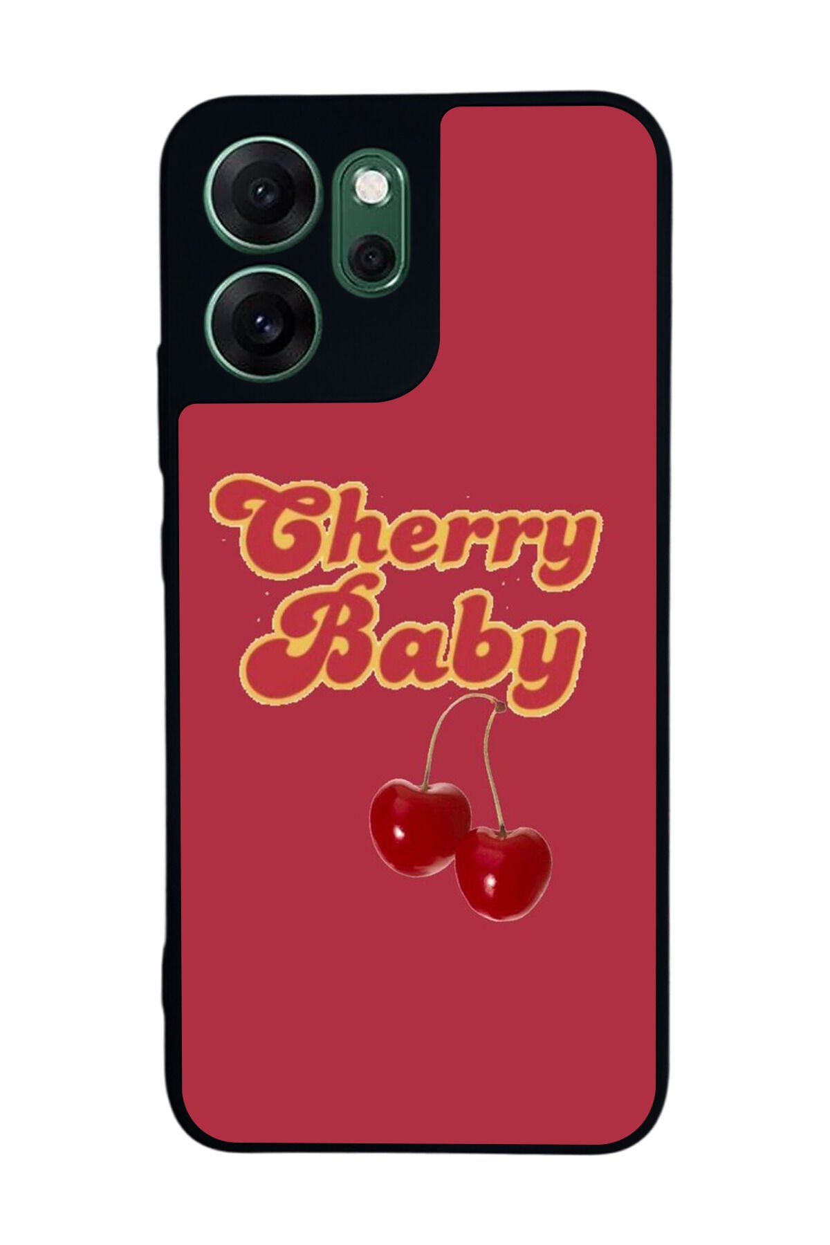 Oppo Reno 14F Uyumlu Kiraz Tasarımlı Glossy Premium Kılıf