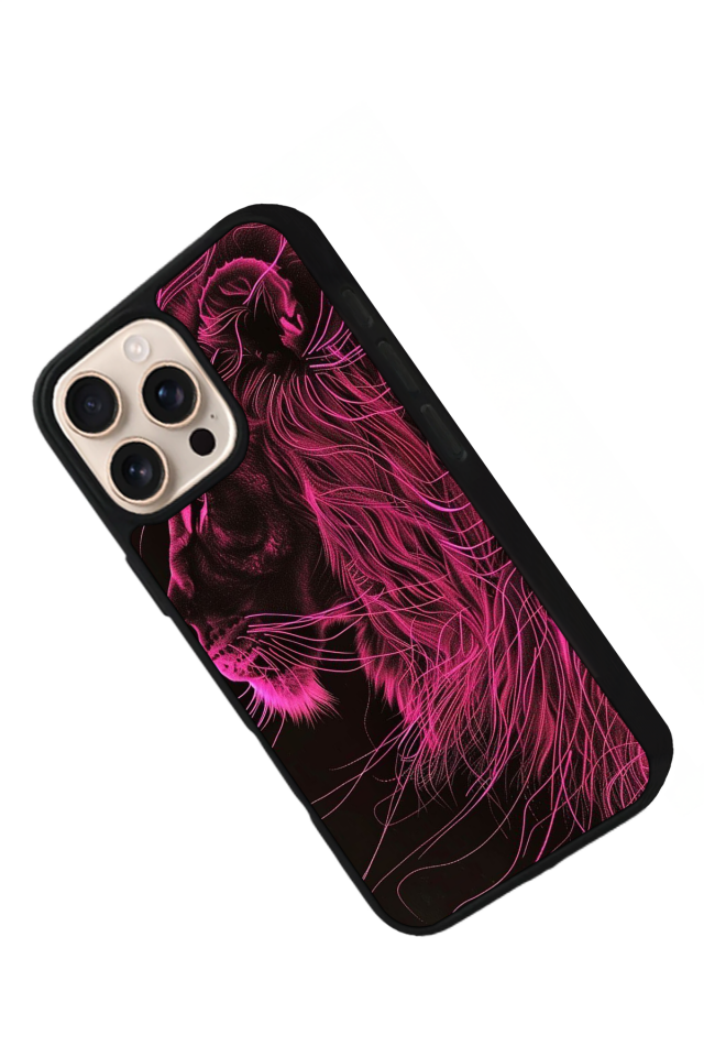 iPhone 15 Pro Uyumlu Aslan Tasarımlı Glossy Premium Kılıf