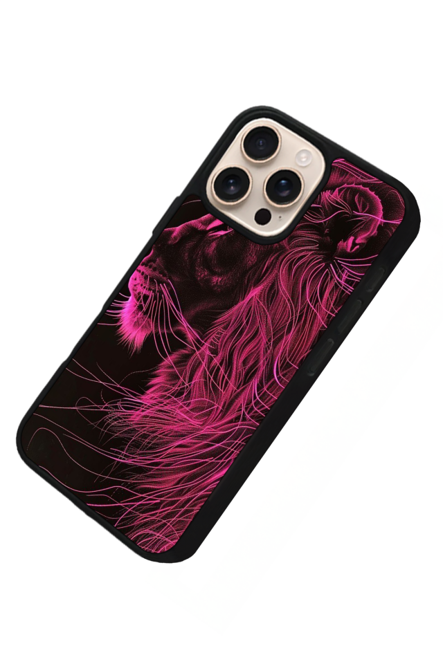 iPhone 15 Pro Uyumlu Aslan Tasarımlı Glossy Premium Kılıf