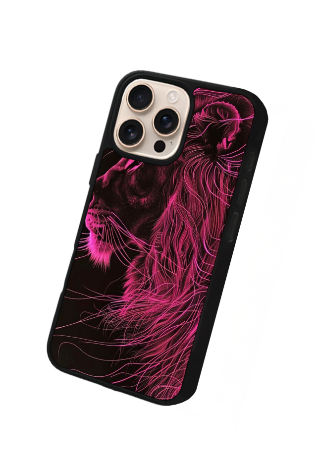 iPhone 15 Pro Uyumlu Aslan Tasarımlı Glossy Premium Kılıf