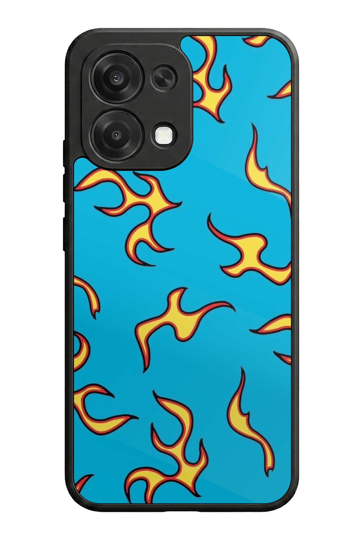 Oppo A6 Pro Uyumlu Retro Flame Patterns Tasarımlı Glossy Premium Kılıf