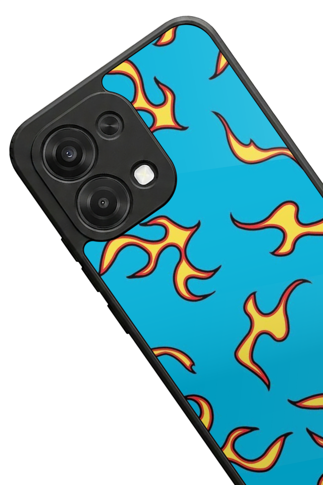 Oppo A6 Pro Uyumlu Retro Flame Patterns Tasarımlı Glossy Premium Kılıf