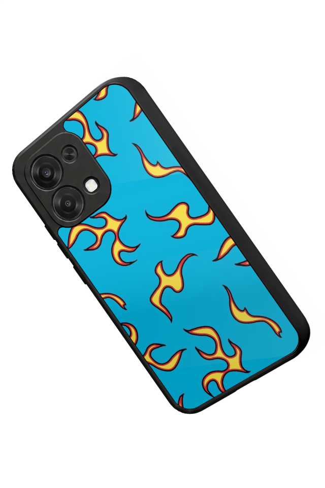 Oppo A6 Pro Uyumlu Retro Flame Patterns Tasarımlı Glossy Premium Kılıf