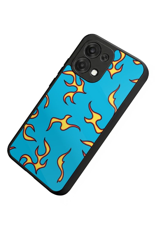 Oppo A6 Pro Uyumlu Retro Flame Patterns Tasarımlı Glossy Premium Kılıf