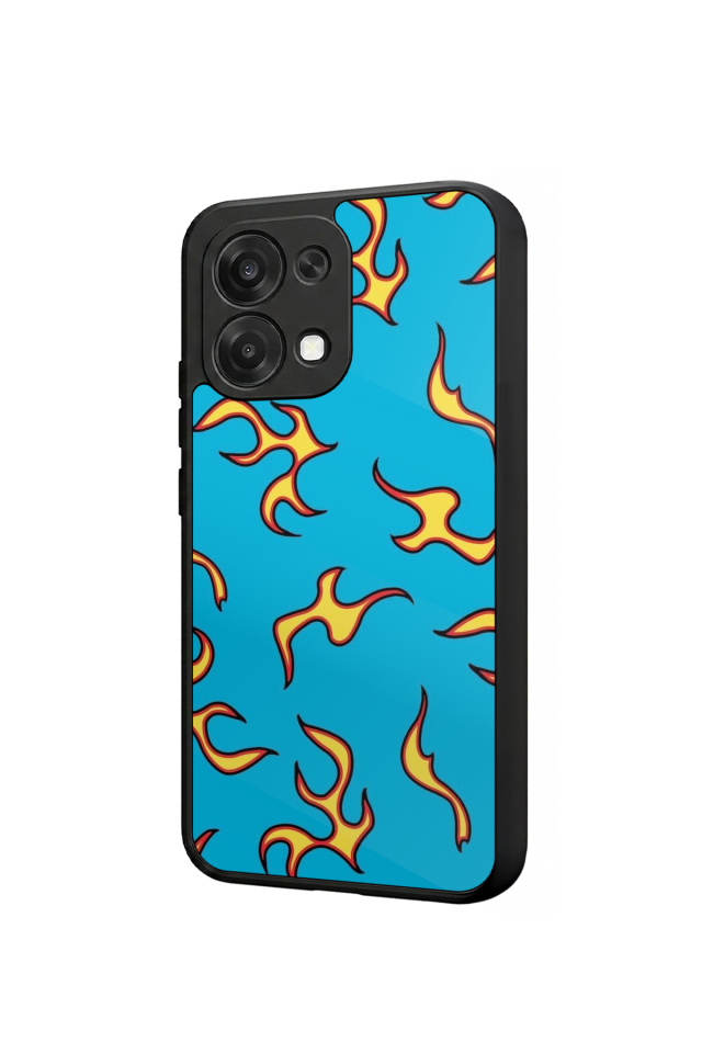 Oppo A6 Pro Uyumlu Retro Flame Patterns Tasarımlı Glossy Premium Kılıf