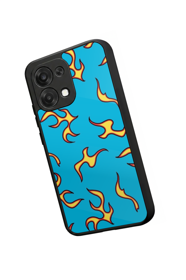 Oppo A6 Pro Uyumlu Retro Flame Patterns Tasarımlı Glossy Premium Kılıf