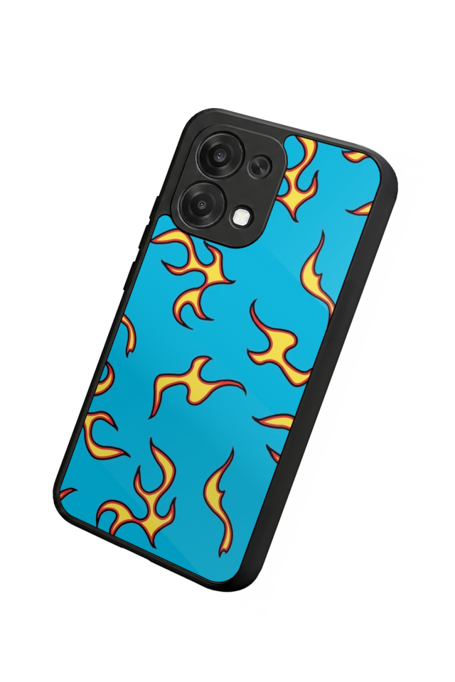 Oppo A6 Pro Uyumlu Retro Flame Patterns Tasarımlı Glossy Premium Kılıf