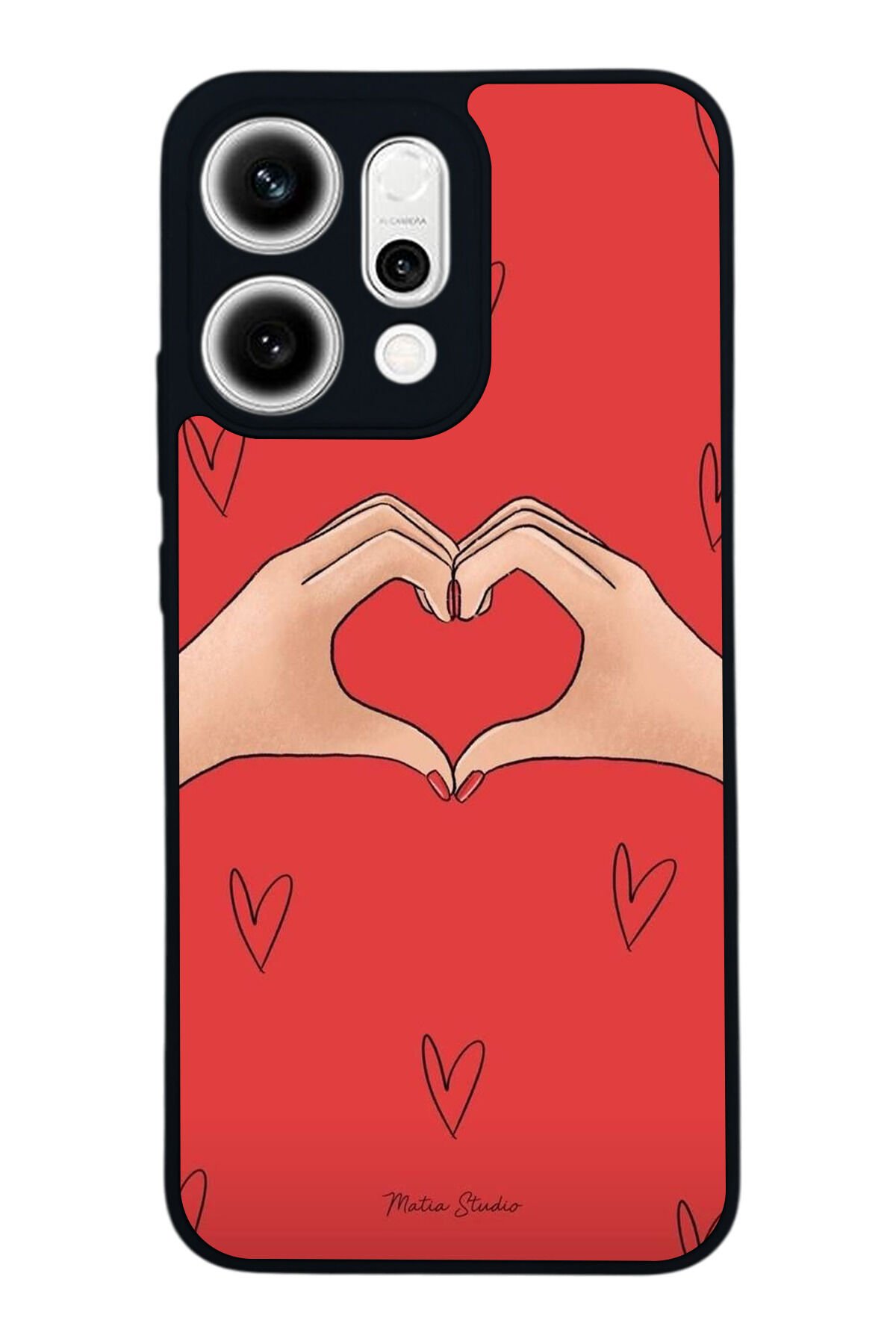 Oppo Reno 14 Uyumlu Kalp Love Tasarımlı Glossy Premium Kılıf