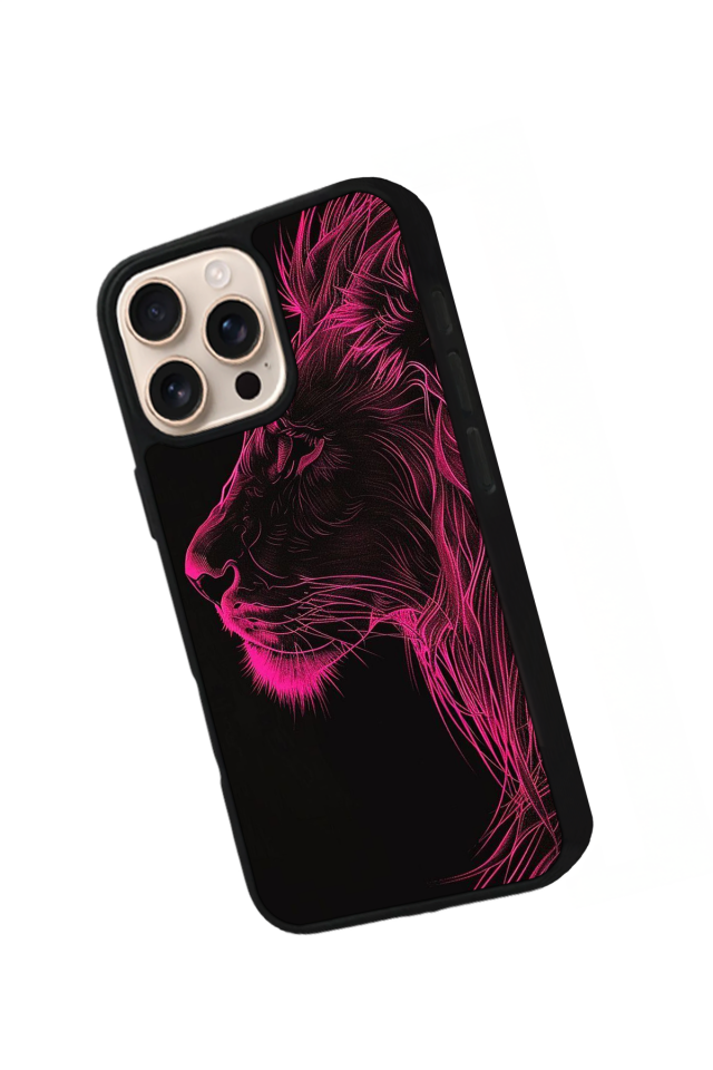 iPhone 15 Pro Uyumlu Aslan Tasarımlı Glossy Premium Kılıf