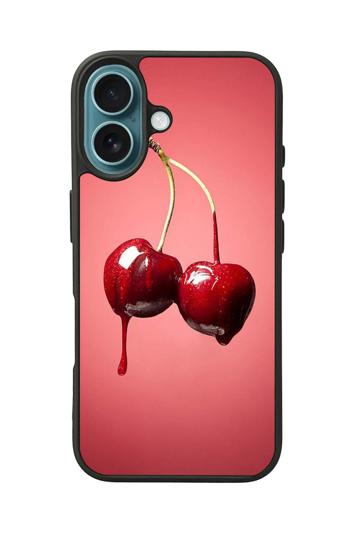 iPhone 16 Plus Uyumlu Kiraz Tasarımlı Glossy Premium Kılıf