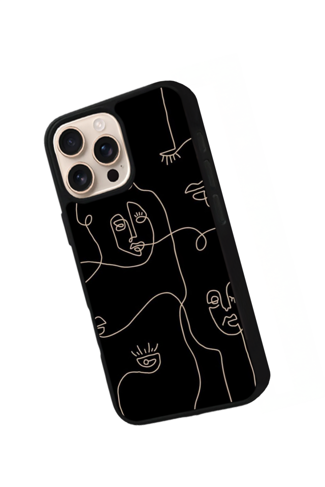 iPhone 15 Pro Uyumlu Line Art Tasarımlı Glossy Premium Kılıf