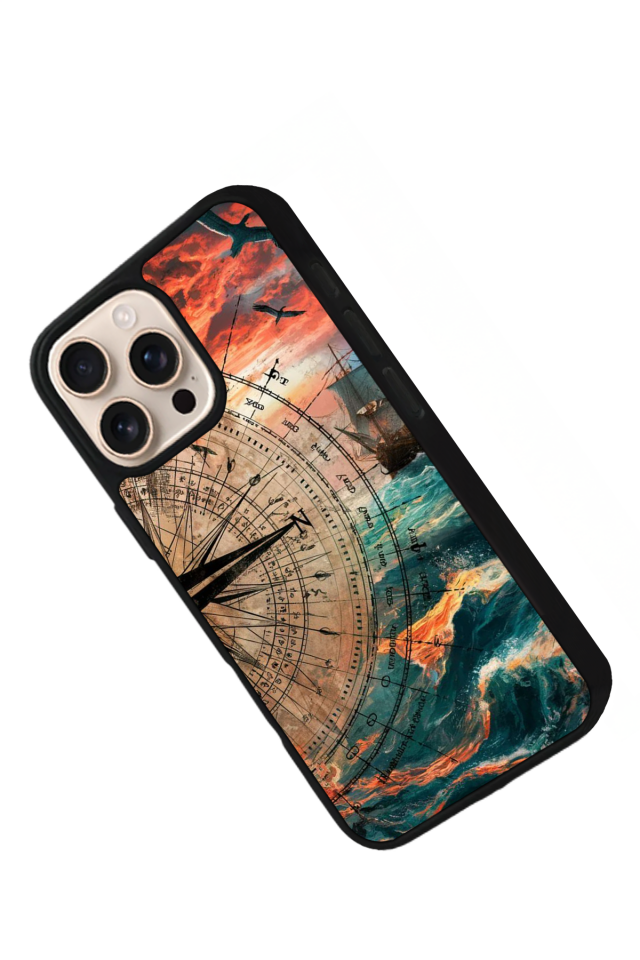 iPhone 14 Pro Max Uyumlu Pusula Tasarımlı Glossy Premium Kılıf
