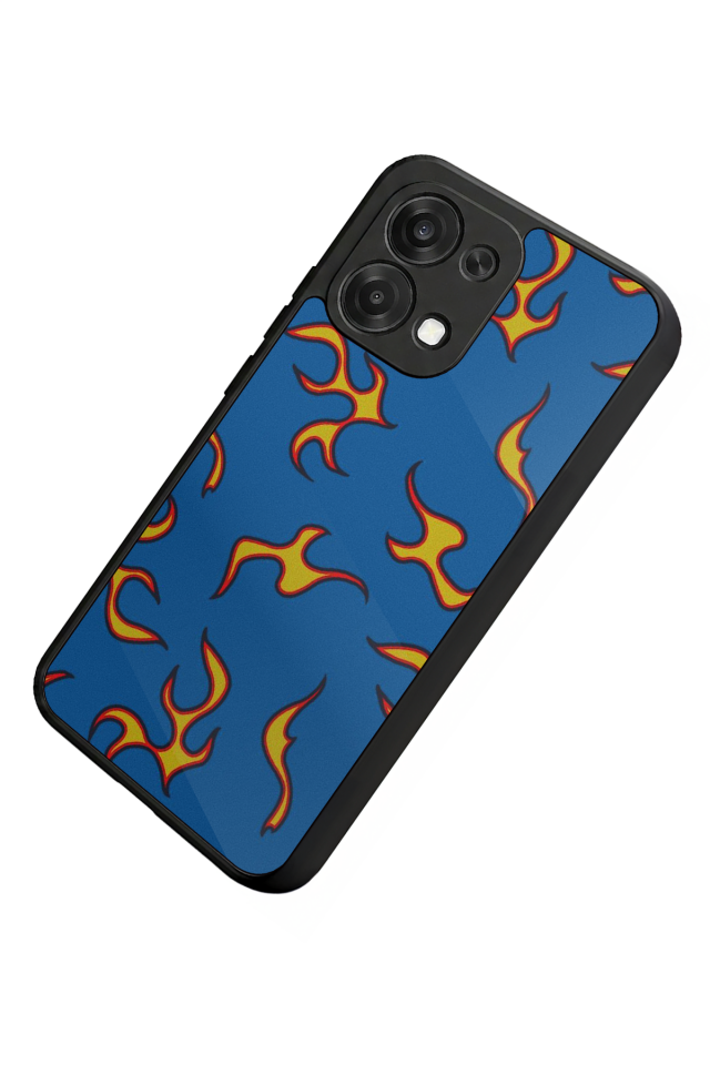 Oppo A6 Pro Uyumlu Retro Flame Patterns Tasarımlı Glossy Premium Kılıf