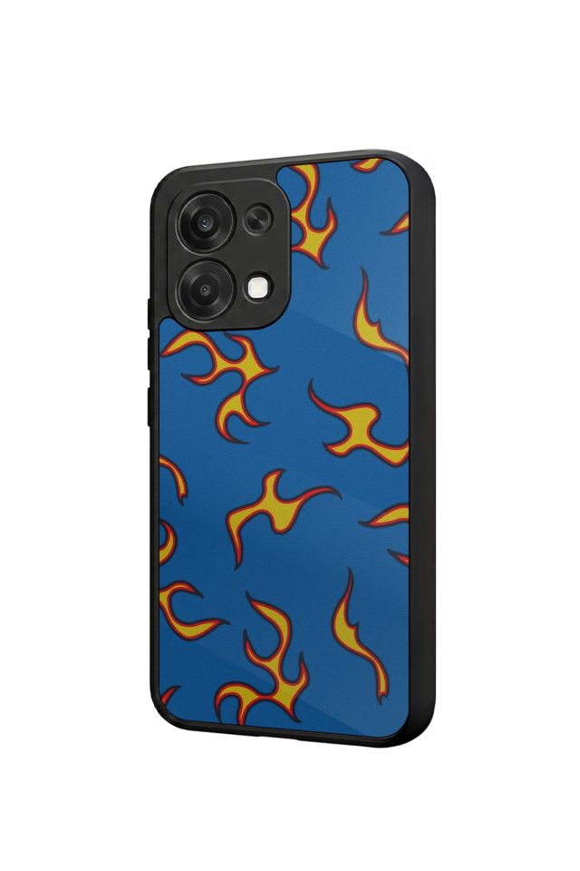 Oppo A6 Pro Uyumlu Retro Flame Patterns Tasarımlı Glossy Premium Kılıf