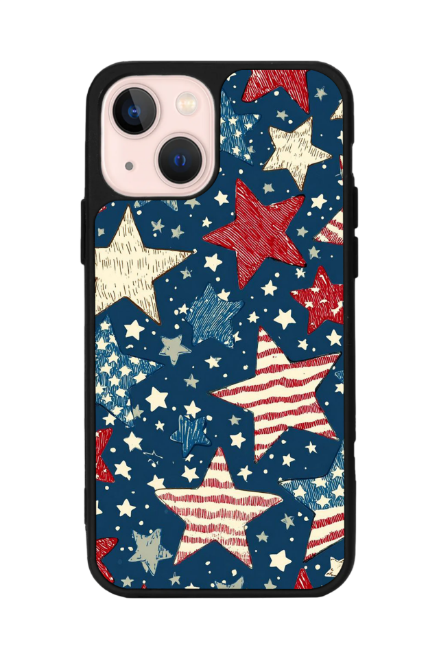 iPhone 15 Plus Uyumlu Retro Yildizlar Tasarımlı Glossy Premium Kılıf