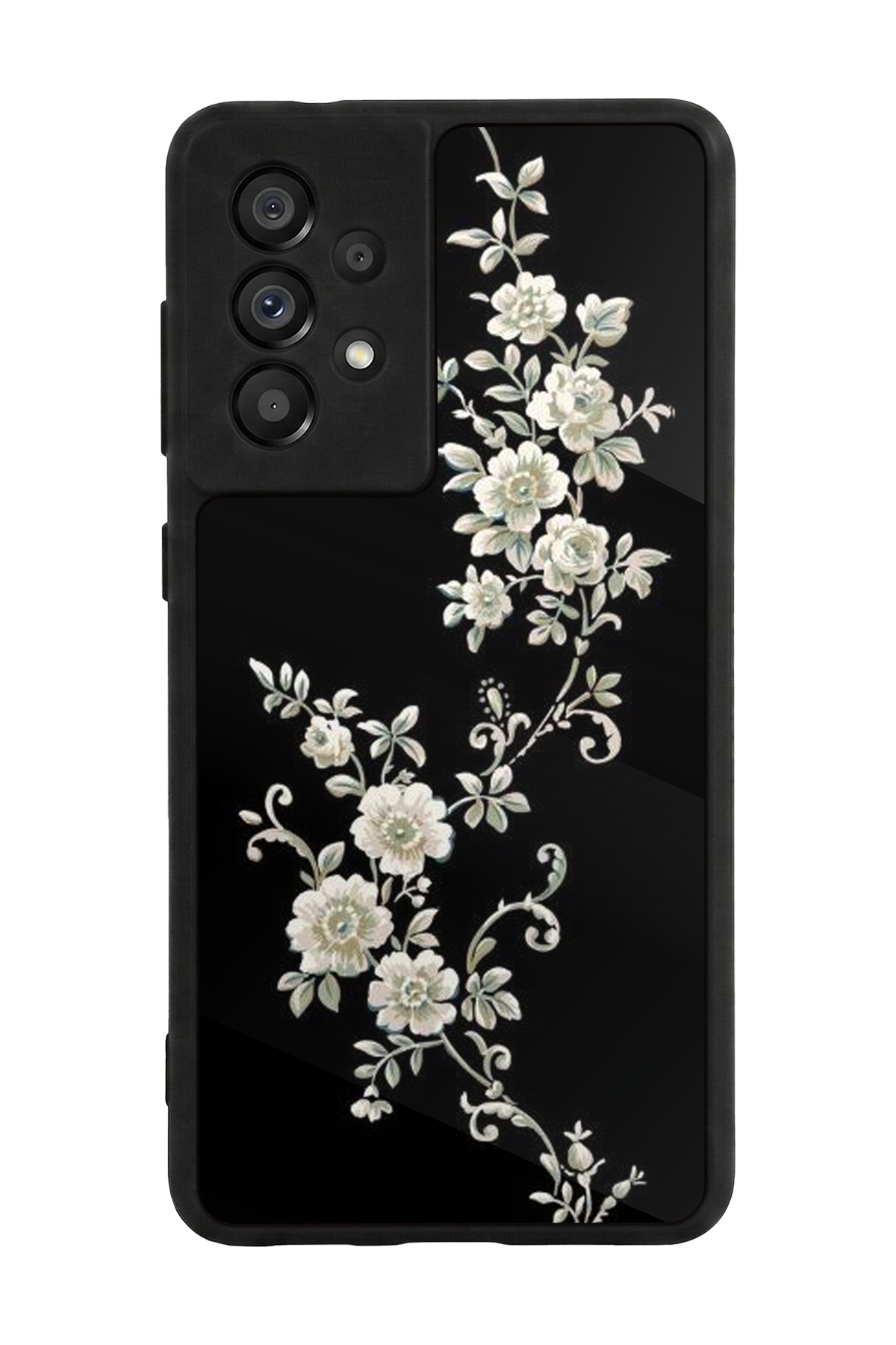 Samsung Galaxy A73 Uyumlu Yaldizli Cicek Tasarımlı Glossy Premium Kılıf