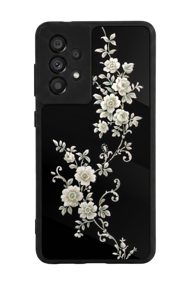 Samsung Galaxy A73 Uyumlu Yaldizli Cicek Tasarımlı Glossy Premium Kılıf
