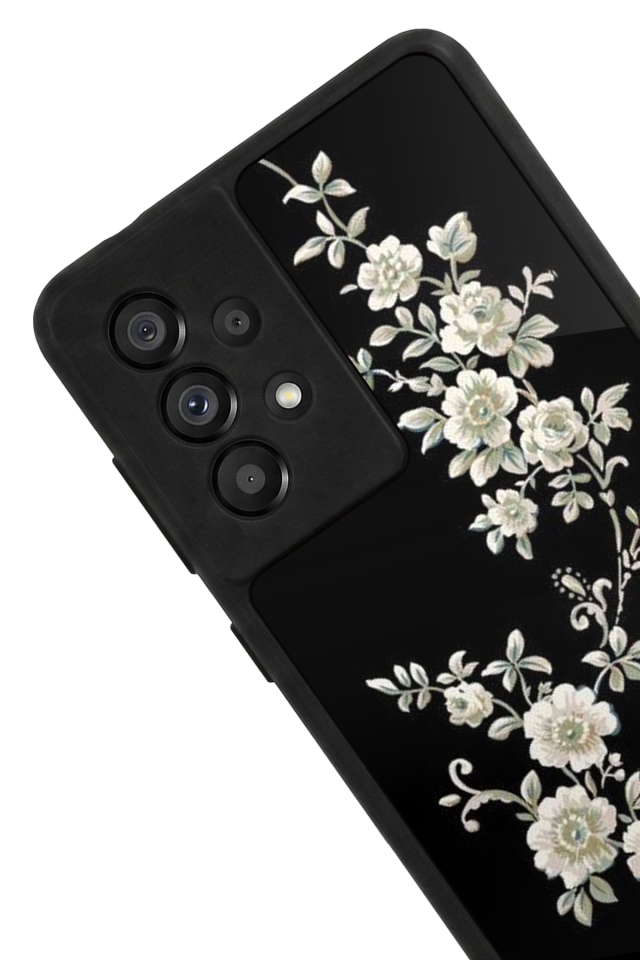 Samsung Galaxy A73 Uyumlu Yaldizli Cicek Tasarımlı Glossy Premium Kılıf
