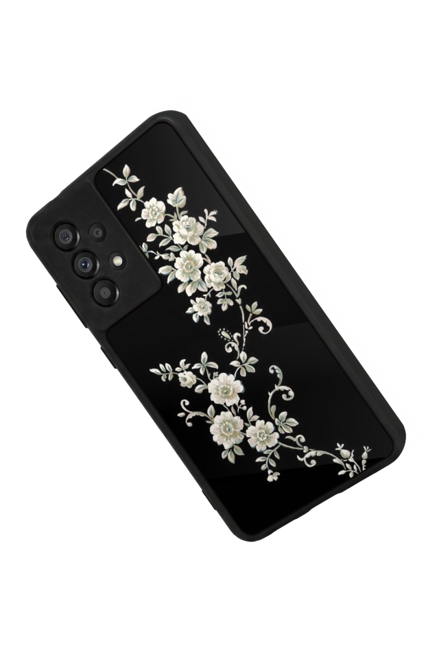 Samsung Galaxy A73 Uyumlu Yaldizli Cicek Tasarımlı Glossy Premium Kılıf