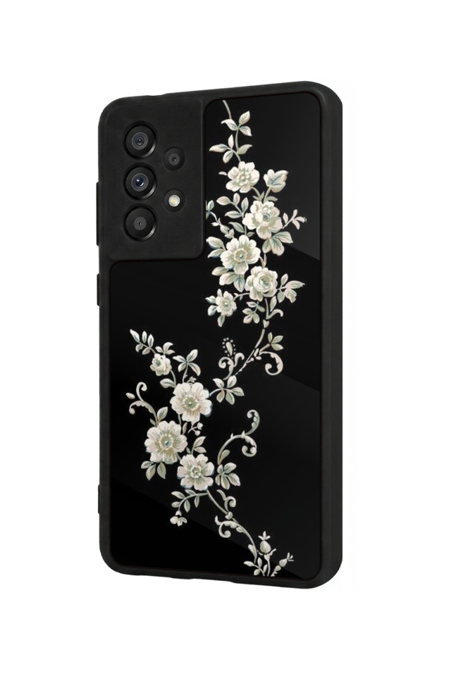Samsung Galaxy A73 Uyumlu Yaldizli Cicek Tasarımlı Glossy Premium Kılıf