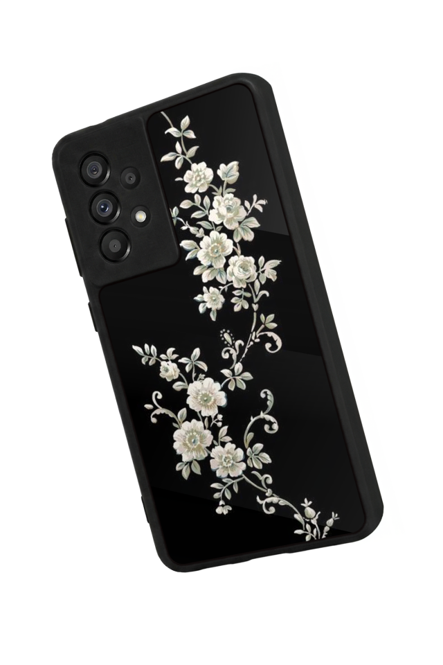 Samsung Galaxy A73 Uyumlu Yaldizli Cicek Tasarımlı Glossy Premium Kılıf