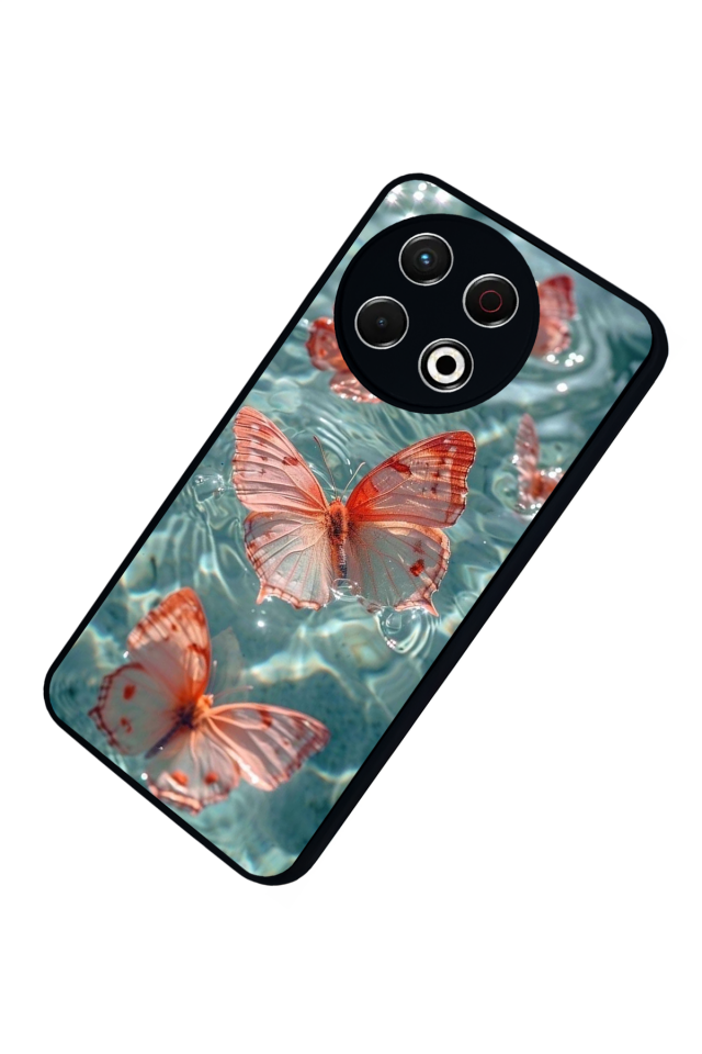 Tecno Spark 30 Pro Uyumlu Kelebek Tasarımlı Glossy Premium Kılıf