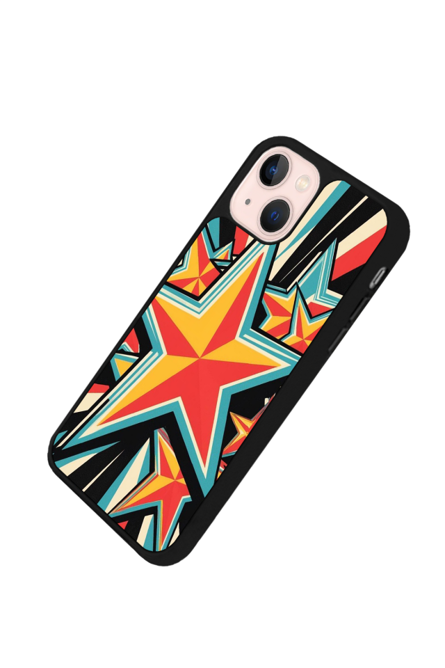 iPhone 15 Plus Uyumlu Retro Yildizlar Tasarımlı Glossy Premium Kılıf