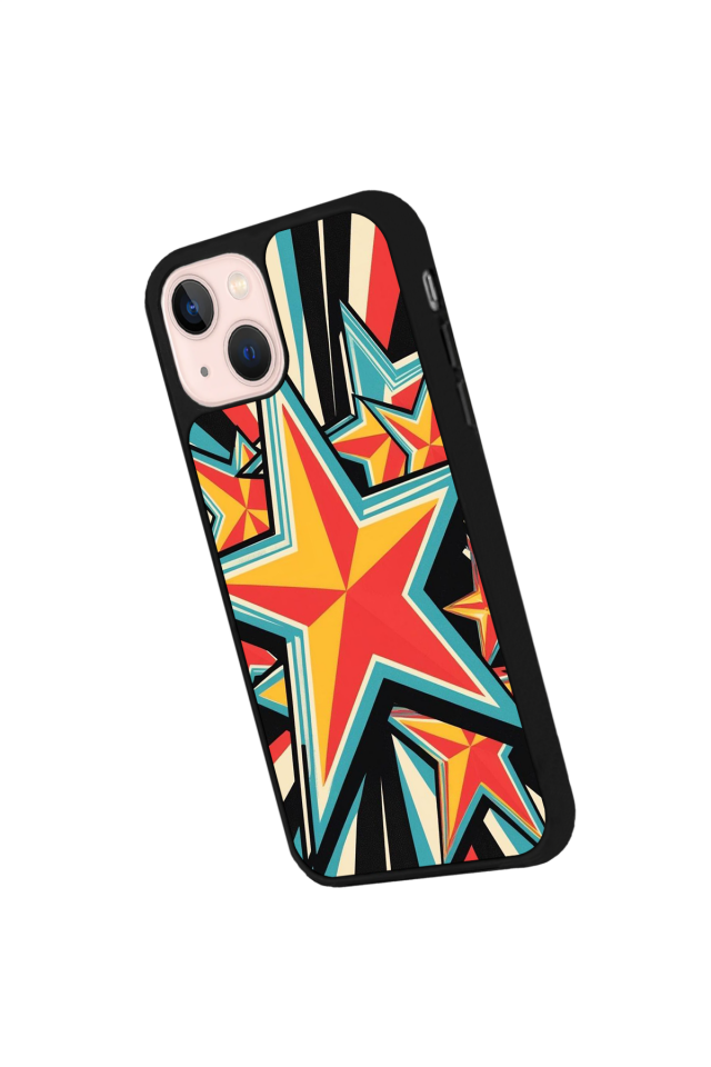 iPhone 15 Plus Uyumlu Retro Yildizlar Tasarımlı Glossy Premium Kılıf