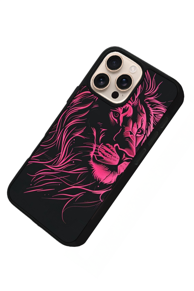 iPhone 15 Pro Uyumlu Aslan Tasarımlı Glossy Premium Kılıf