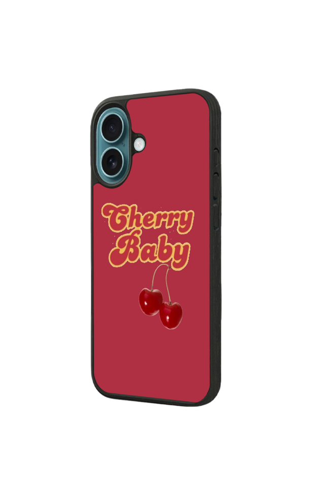 iPhone 16 Plus Uyumlu Kiraz Tasarımlı Glossy Premium Kılıf