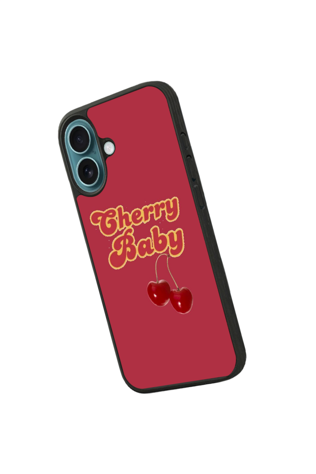 iPhone 16 Plus Uyumlu Kiraz Tasarımlı Glossy Premium Kılıf