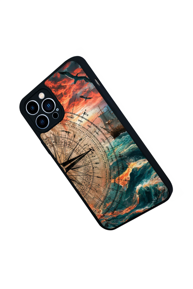 iPhone 13 Pro Max Uyumlu Pusula Tasarımlı Glossy Premium Kılıf