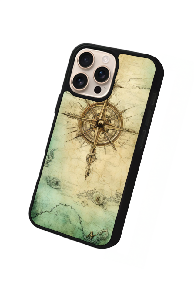 iPhone 14 Pro Max Uyumlu Pusula Tasarımlı Glossy Premium Kılıf