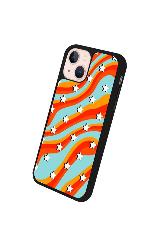 iPhone 15 Plus Uyumlu Retro Yildizlar Tasarımlı Glossy Premium Kılıf